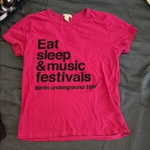 Music Festival Pink Graphic Tee with Black Text